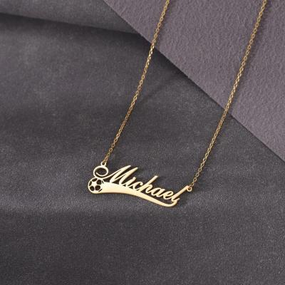 China CLASSIC Fashion Football Rugby Necklace Stainless Steel Cut Football Personalized Name Necklace Men Gift Sport Wind Necklace for sale