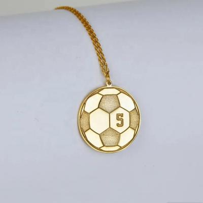 China CLASSIC Personalized Custom Sports Football Pendant Jersey Number Necklace Stainless Steel Sports Necklace Custom Digital Men Gift for sale