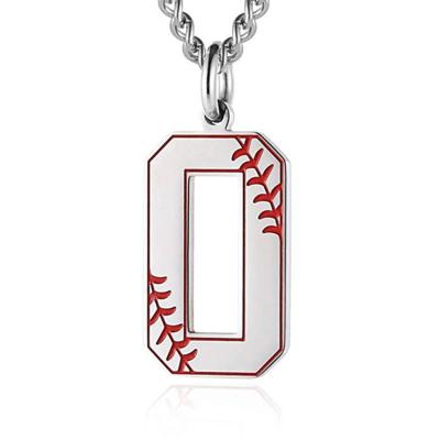 China CLASSIC Digital Pendant Necklace Baseball Sports Number 0-9 Necklace Stainless Steel Red Oil Dripping Model Baseball Digital Necklace for sale