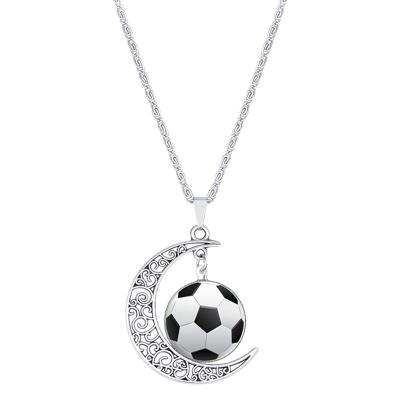 China CLASSIC Basketball Moon Carved Necklace Stainless Steel Ball Necklace Send Man Player Birthday Gift Send Woman Gift for sale