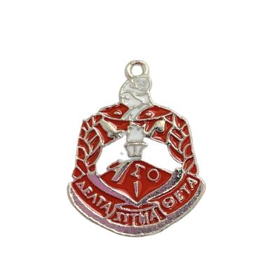 China Sisterhood CLASSIC Greek Bangle Red Enamel Charm DIY Crystal Greek Letter Pedant Charm White For Jewelry Making for sale