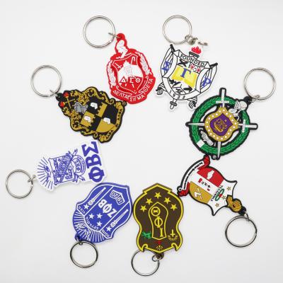 China Promotion Groups All Letters Zeta Phi Beta PVC Key Chain Greek Rubber Sisterhood Fraternity Gifts Chain Sets for sale