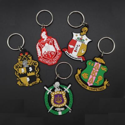 China 2D sorority fraternity greek name keychains custom cartoon key chain for gift for sale