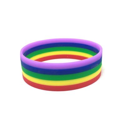 China Custom Rainbow Silicon Wristbands 2021 Hot Sale Promotional Gifts No Moq Free Sample Custom Design Your Own Cool Soft Silicon Wristband for sale