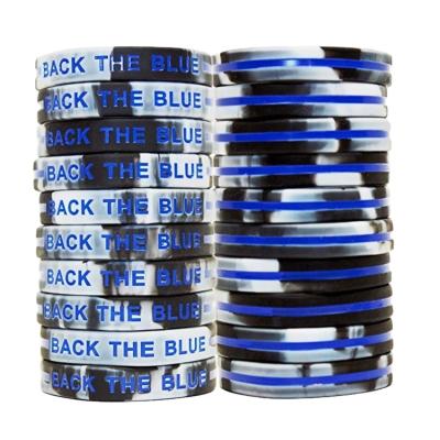 China Glow in Dark Ready to Ship Thin Blue Line Bracelet Lives Material Bracelet Blue Back Black Blue Bracelet Lives Matter Bracelet for Sale for sale