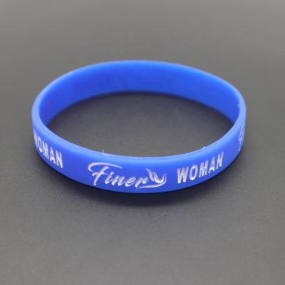 China Promotion Customs Fine Woman Silicone Wristband Rubber Wrist Bands For Gift Custom Printed Silicone Rubber Wristband for sale