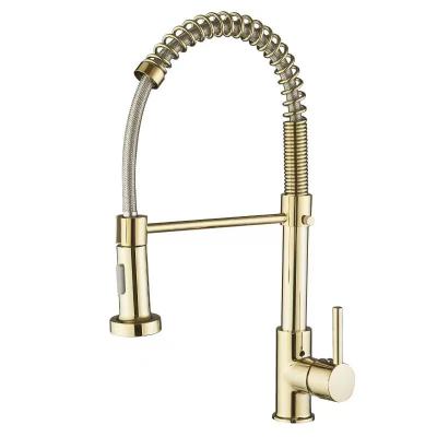 China Commercial Solid Brass Single Handle Traditional Kitchen Faucets Single Lever Pull Down Sprayer Spring Matte Black Kitchen Sink Faucet for sale