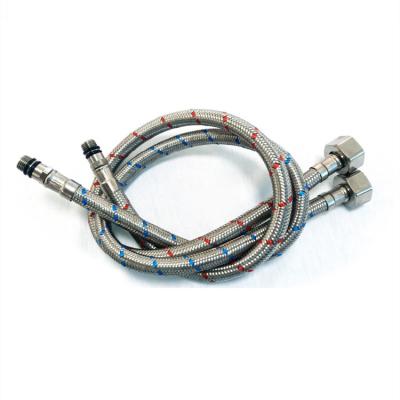 China Kitchen Stainless Steel Hot Water Flexible Braided Hose Interconnecting Hose Faucet Plumbing Wire And Cold Braided for sale