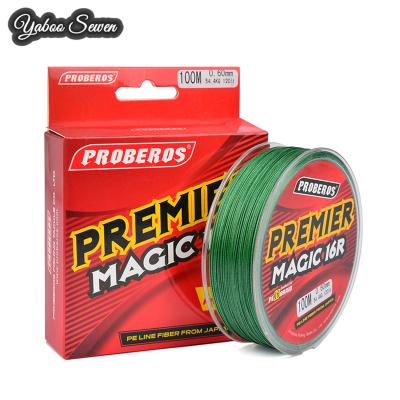 China Polyethylene 100m High Tensile 16 Strands PE Single Fishing Line 1.5#-13.0# Colors for sale