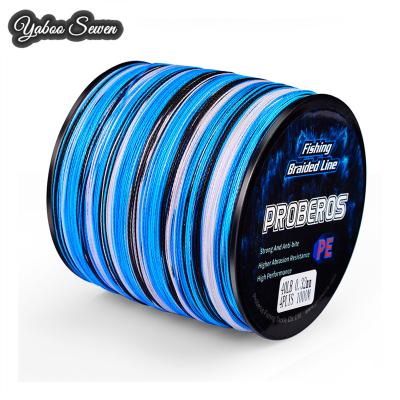 China Polyethylene 300m 500m 1000m 4 Strands 0.6#-10.0# PE High Tensile Fishing Line Camouflage Colors for sale