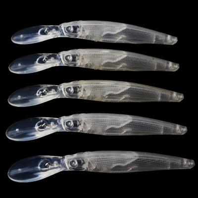 China Achromatic Color DIY Minnow Bait ABS Plastic Wholesale Transparent Floating Fishing Artificial Hard Lures for sale