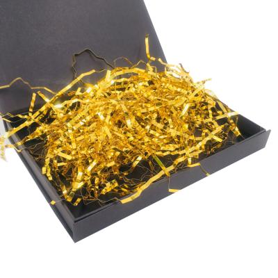 China Gold ANTISTATIC Metallic Fold Cut Shredded Paper Wrapping Box Filler DIY Christmas Gift Wrapping Fold Cut Shreds Raffia Paper Confetti for sale