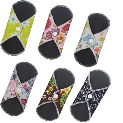 China Hot Selling Breathable Bamboo Charcoal Menstrual Cloth Charcoal Reusable Sanitary Feminine Pads for sale