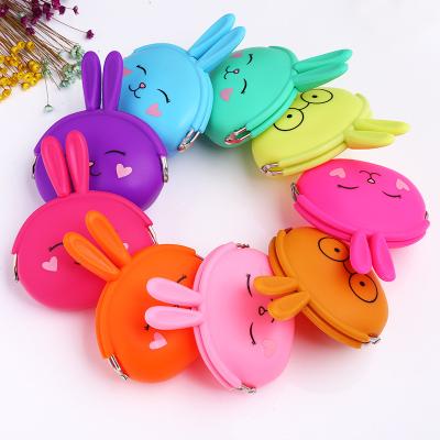 China 2022 New Rabbit Ladies Silicone Colorful Cute Short Wallet Girls Mini Purse Key Wallet Female Eco-friendly Daily Bag Purse Helmet Bag for sale