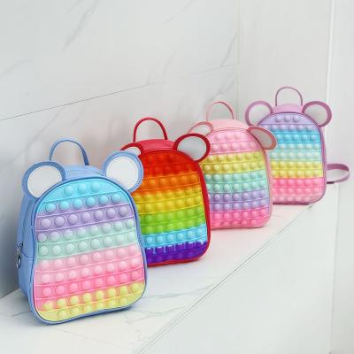 China 2022 New Waterproof Silicone Children's Backpack Little Girl Decompression Toy School Bag Bubble Princess Backpack for sale