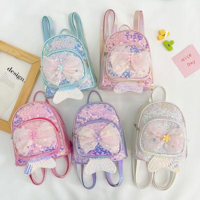 China Waterproof 2022 Autumn New Popular Children's Mermaid School Bag Bow Sequin Kindergarten Backpack For Girls for sale