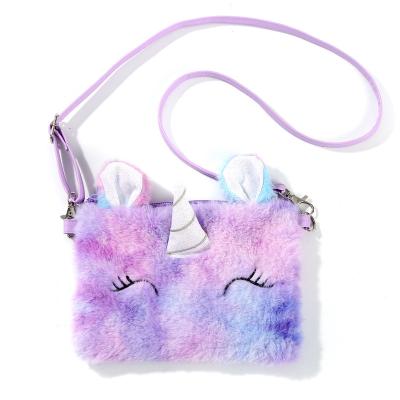 China Cartoon Cute PORTABLE Plush Toy Children Gift Unicorn Shoulder Bag Little Princess Messenger Cute Bag Girl Coin Square Purse for sale