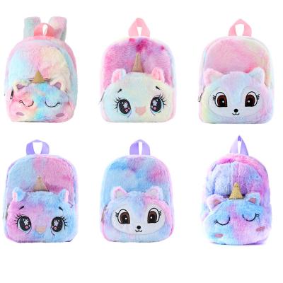 China Waterproof Girls Pinch Satchel Unicorn Plush Backpack Student School Bag Soft Fur Dolls Lovely Kawaii Ride Kids Children Shoulder Bags for sale