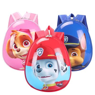 China Wholesale 13 Inch Cartoon Bark Team Waterproof Kids Eggshell Schoolbag Kindergarten Anime Style Double Backpack for sale