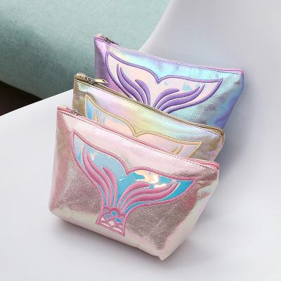 China New Fashion Cartoon Handheld Travel Fish Tail Bag INS Cosmetic Women's PU Storage Waterproof Cosmetic Bag for sale