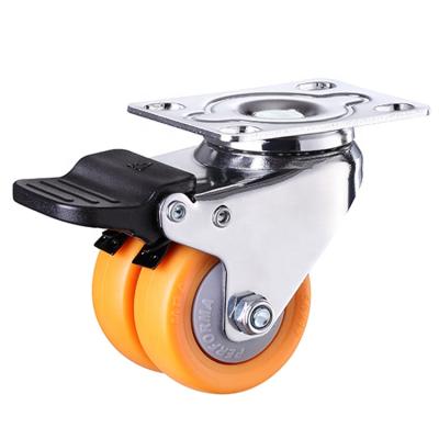 China Silent Office Chair Wheels Casters Chair Casters Nylon Wheel Heavy Duty Double Wheel Caster For Furniture Table Trolley for sale