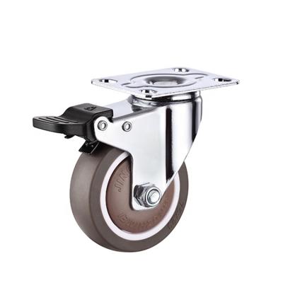 China 4 Inch Silent Casters Wheels TPR Soft Rubber Silent Indoor Trolley Casters With Bearing For Shopping Cart Casters for sale