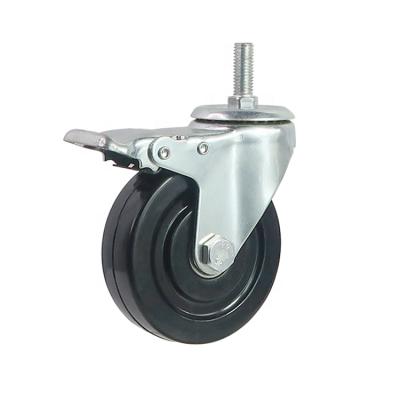 China ESD Caster Manufacturers 3 Inch Black Esd Caster Rubber Wheels Swivel M12 Screw Antistatic Caster With Brake for sale