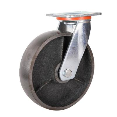 China High Load Capacity 100/125/150/200mm Heavy Duty Cast Iron Core Caster Wheels Bin Casters Wheel Casters Heat Resistant Iron Wheel for sale