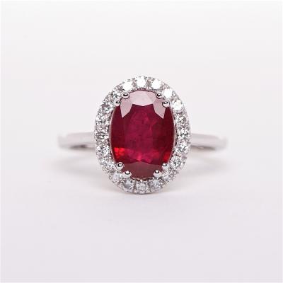 China 2 Carat Synthetic Fancy Cut Intense Red Oval Diamond Ring Developed by HPHT FASHIONABLE Lab for sale