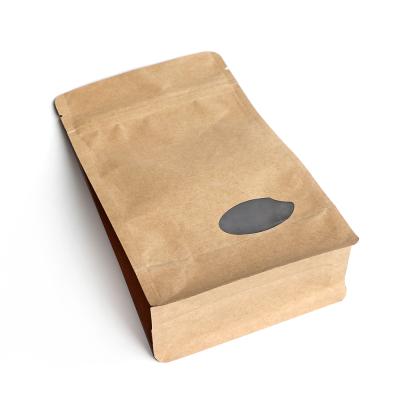 China Stand Up Paper Pouch Dry Food Packaging Bag Moisture Proof With Window Kraft Paper Bags For Coffee Bean for sale