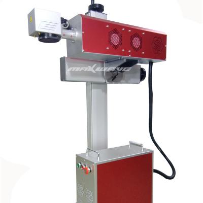 China Mark Online Flying Air Cooled Wood Plastic UV CO2 Textile Laser Marking Engraving Machine for sale