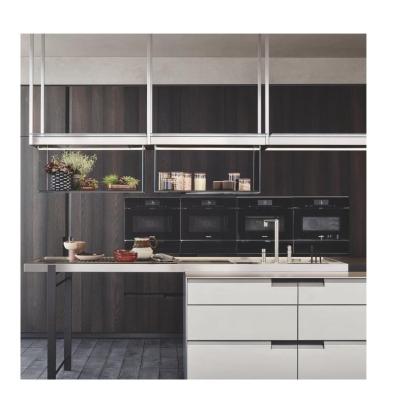 China Durable Kitchen Wall Cabinet with Customized Veneer Color and Quartz Stone Countertop for sale