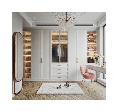 China Custom Design PANEL Wood Style Cloakroom Bedroom Storage Wardrobe for Hotel Apartment for sale