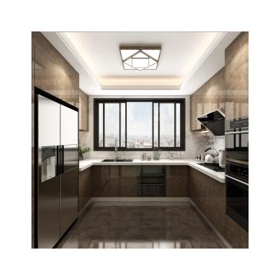 China European Style Gloss Kitchen Cabinets with HDF Door Material and Customizable Options for sale