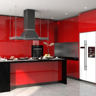 China Kitchen Customize High Goss Red Furniture Lacquer Kitchen Cabinet RTA Kitchen Cabinet for sale