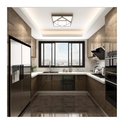 China European Kitchen Cabinets with Eased Edge Countertop Edging and Quartz Stone Material for sale