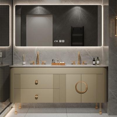 China Handles Hardware E1 Environment Standard Double Sink Bathroom Vanity for Modern Family for sale