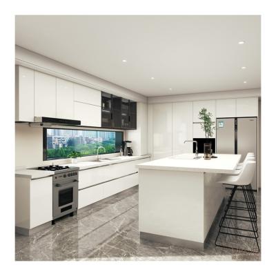 China Blum Hardware Customized White PVC Modern Kitchen Furniture Modular Kitchen Cabinets for sale