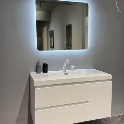 China Width Customized Freestanding Wall Bath Vanity Set Solid Wood Pvc Bathroom Vanities for sale