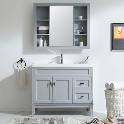 China Bathroom Vanity PVC/Lacquer Door Finish Modern Wood Floor Standing Small Single Sink for sale