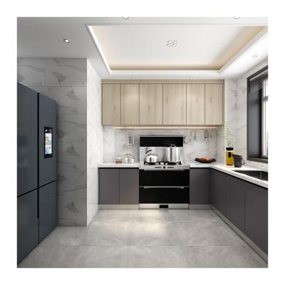 China Modern Luxury Smart Wood Lacquer Flat Pack Kitchen Cabinet with Bottom Lacquer Finish for sale