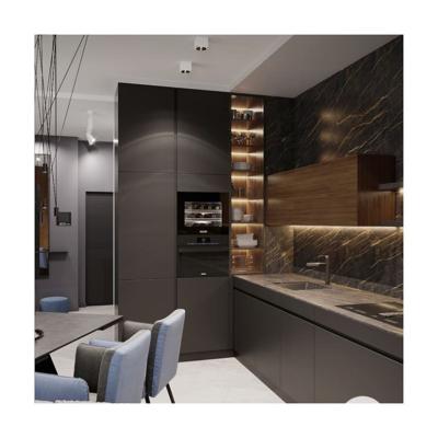 Cina Villa Cucina YALIG Moderno Design Esterno Colore Nero Cucina Dispositivo con Bar in vendita