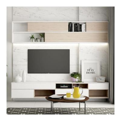 China Unidad de soporte de TV montada en pared de madera ajustable para diseño de sala de estar moderna de lujo en venta