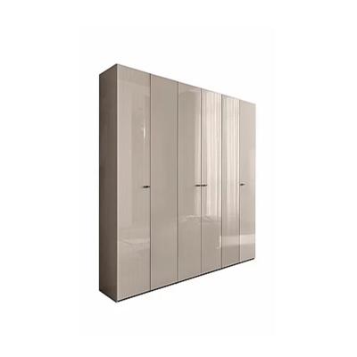 China Home Furniture Glossy Acrylic Panel Solid Wood Bedroom Wardrobe with Black Glass Door for sale