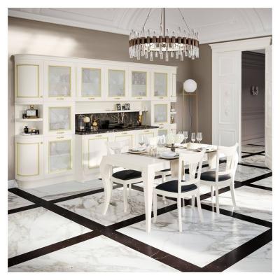 China Modern High Gloss Flat Pack Kitchen Cabinet Furniture with PVC Membrane Door Panel for sale