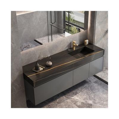 China Customizable Waterproof Solid Wood Bathroom Vanity Cabinet with Silver Mirror and Sink for sale