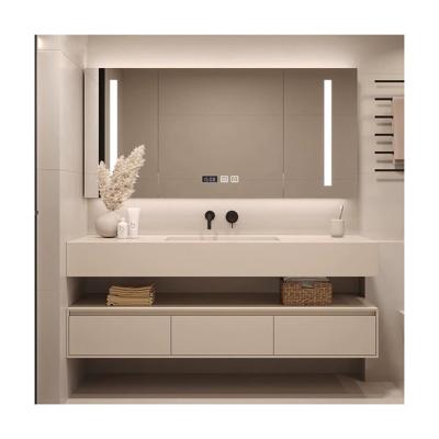 China Customized Modern Vanity Set with Mirror Wash Basin Drawer and Light for sale