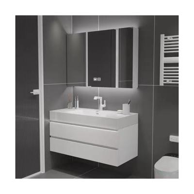 China Combo moderno de baño blanco con espejo y fregadero de mármol cultivado de 38-46 pulgadas en venta