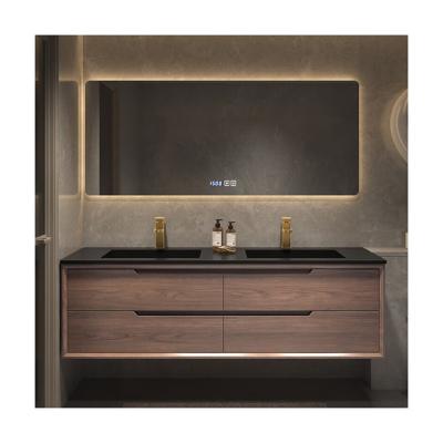 China OEM Service Sintered Stone Bathroom Vanity Countertop with LED Mirror Storage Cabinet for sale