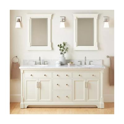 China Acrylic Surface Treatment Bathroom Vanities with Countertop Storage Drawer and Double Sink for sale